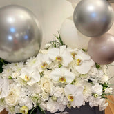White Orchid Grandeur with Balloon Décor